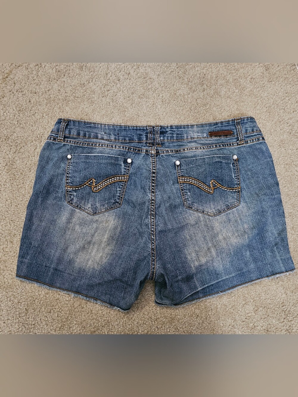 Almost Famous Distressed Blue Denim Jean Shorts